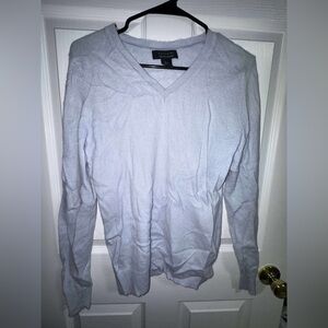 Tahari Women's V-Neck Sweater in Light Gray